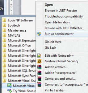 Run Visual Studio as Administrator