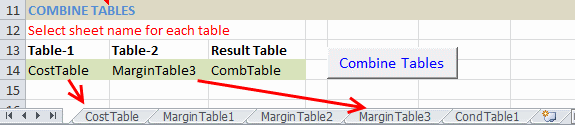 Selecting tables with sheet names