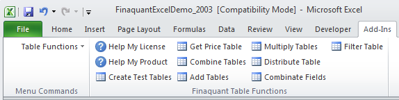 Installing Excel Add-in: Finaquant in Excel