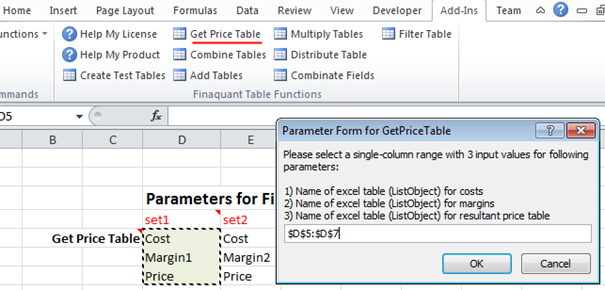 Testing Table Functions in Excel