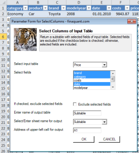 Select Fields of Data Table