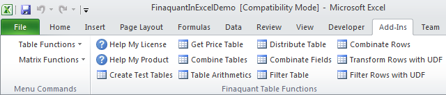 Table Valued Functions in Excel
