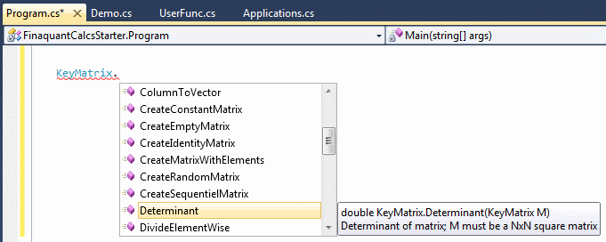 List of Matrix Functions